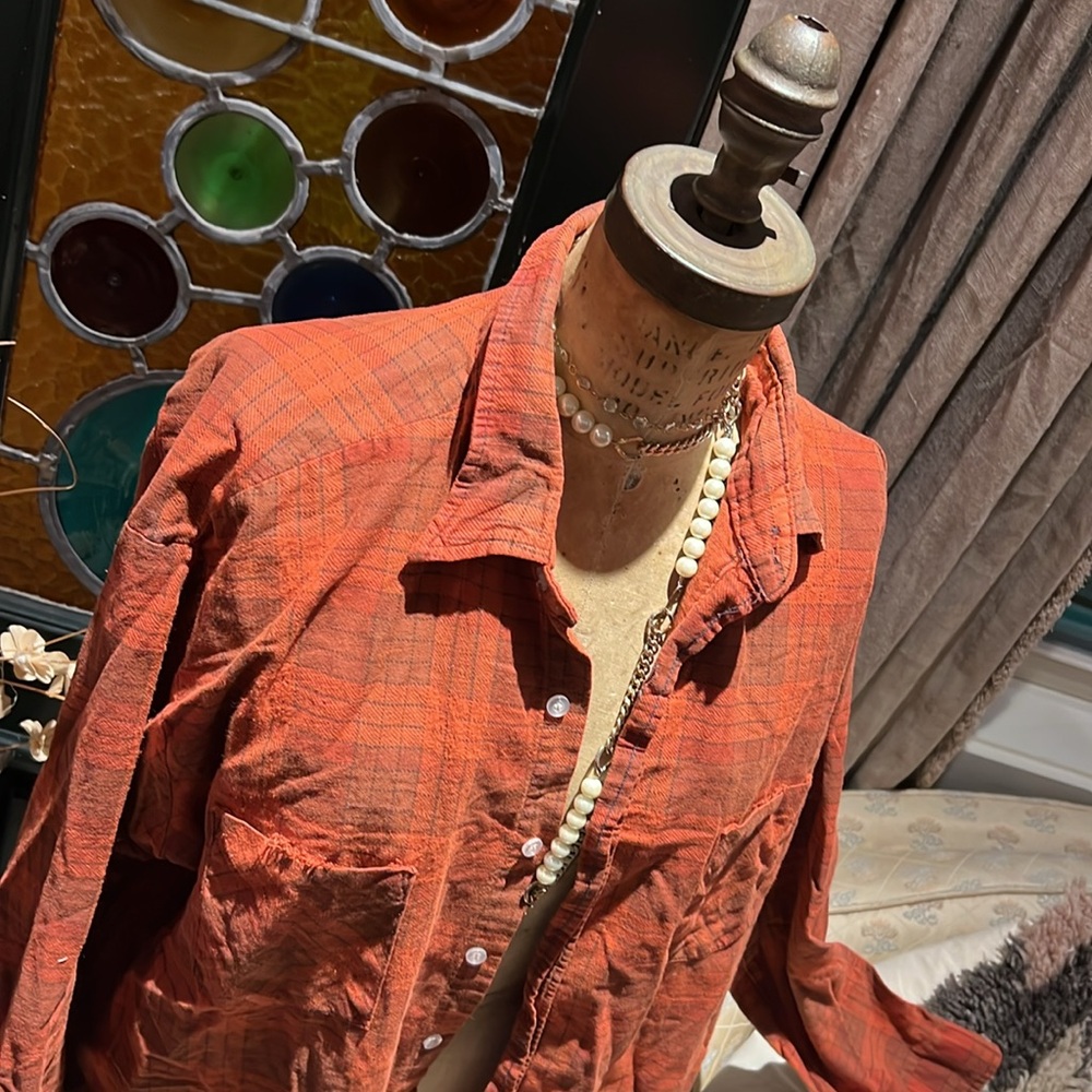 Rust Orange Button-Up Shirt